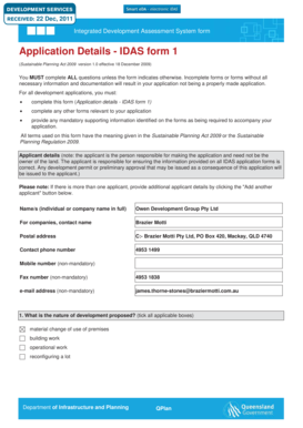 Integrated Development Assessment System Form 1