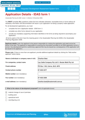 IDAS Form 1 Application Details