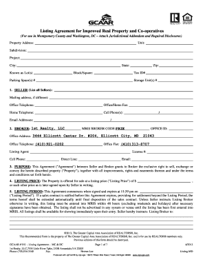 Listing Agreement for Improved Real Property and Co-operatives