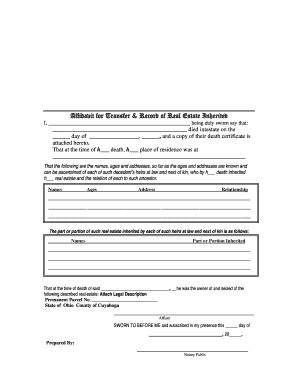 Affidavit for Transfer of Real Estate Inherited