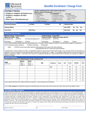 Benefits Enrollment Change Form