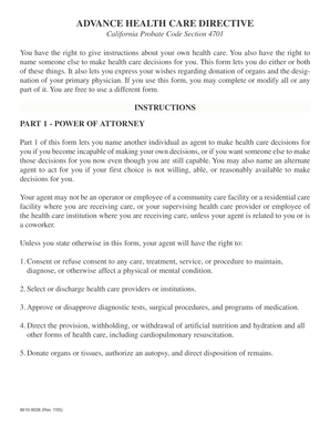 California Advance Health Care Directive