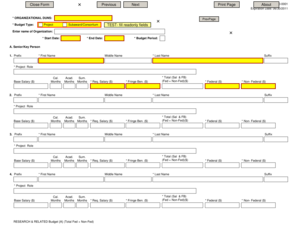 US Federal Research and Related Budget Form