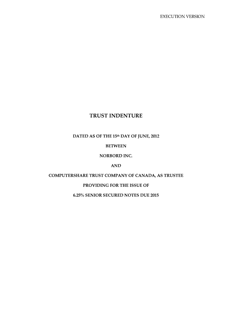 Fillable Online TRUST INDENTURE Norbord Fax Email Print pdfFiller