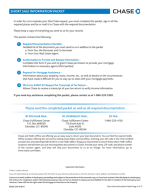 Chase Short Sale Information Packet