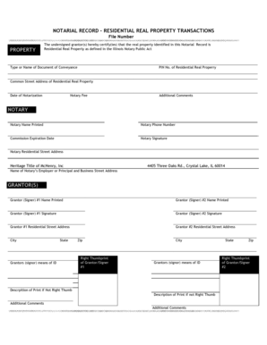 Illinois Notarial Record for Residential Real Property