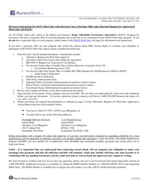 Borrower Instructions for HAFA Short Sale