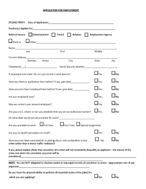 72 Printable Blank Job Application Forms and Templates - Fillable