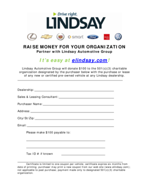 Lindsay Automotive Group Donation Form