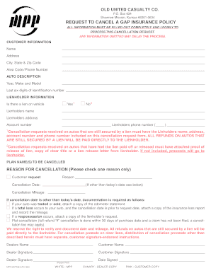 GAP Insurance Cancellation Request Form