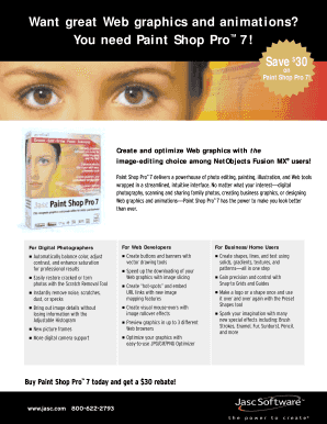 Paint Shop Pro 7 Rebate Form