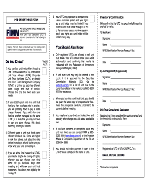 Investor’s Confirmation Form