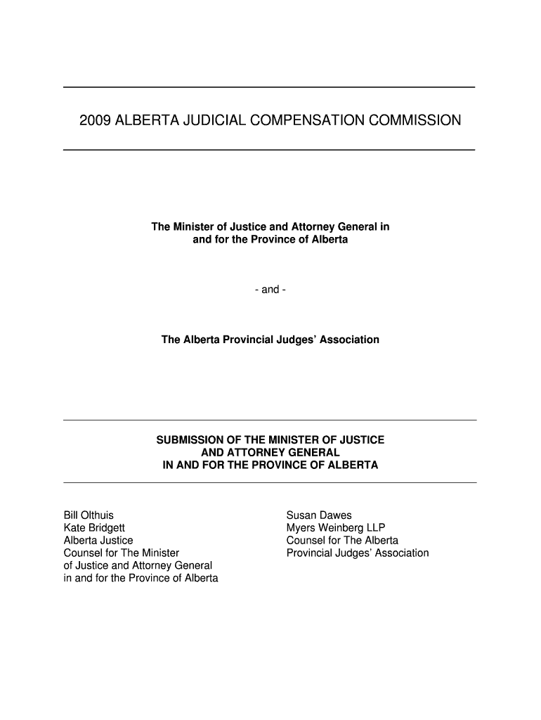 Fillable Online justice alberta 2009 alberta judicial compensation