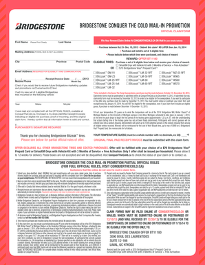 Bridgestone Conquer the Cold Mail-In Promotion Form