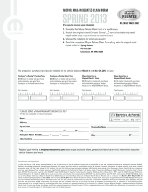 Mopar Mail-In Rebate Claim Form