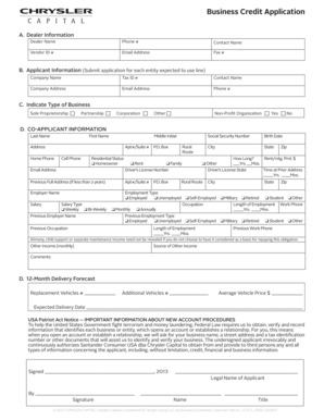 Business Credit Application Form