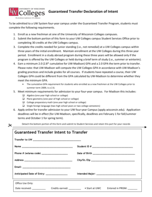 Guaranteed Transfer Declaration of Intent