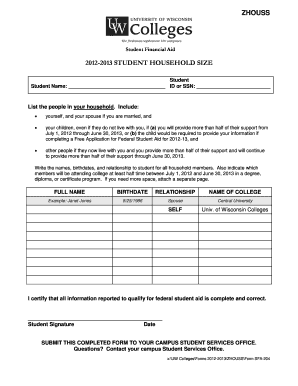 Student Financial Aid Form SFA-204
