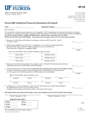 Parent 2008 Additional Financial Information Form