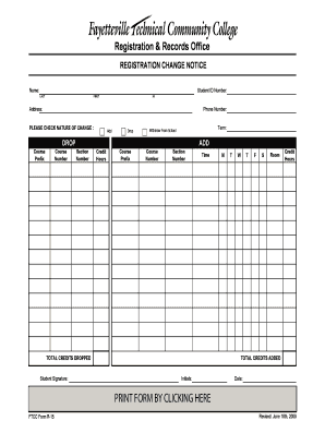 Registration Change Notice Form