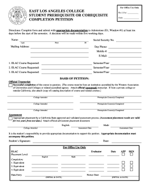 Student Prerequisite Completion Petition