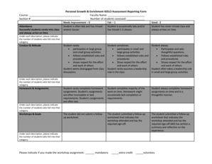 IGELO Assessment Reporting Form