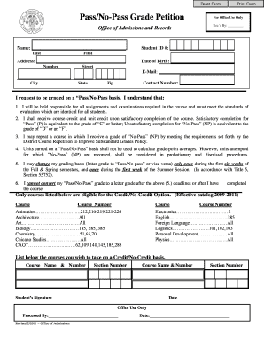 Pass/No-Pass Grade Petition