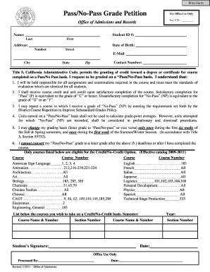 Pass/No-Pass Grade Petition