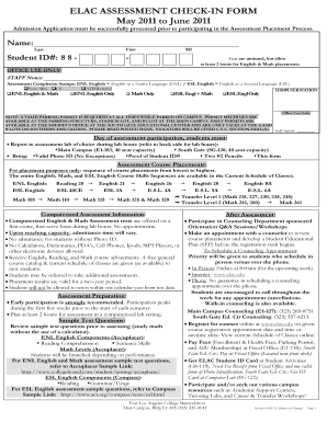 ELAC Assessment Check-In Form