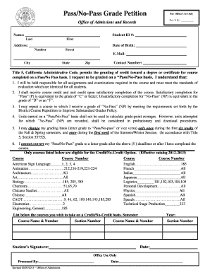 Pass/No-Pass Grade Petition