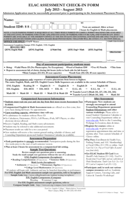 ELAC Assessment Check-In Form