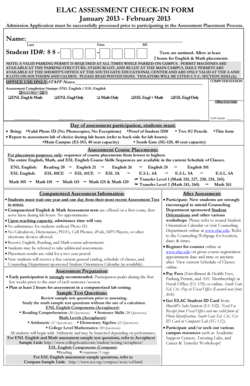 ELAC Assessment Check-In Form