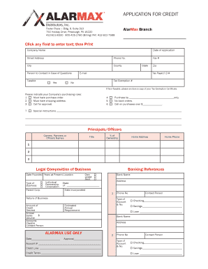 AlarMax Credit Application Form