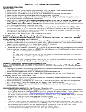 Louisiana Early Start Program Framework