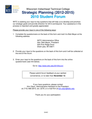 WITC Strategic Planning Student Questionnaire