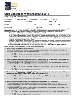 Drug Conviction Worksheet 2012-2013