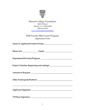 Faculty Grant Application Form - Merced College - mccd