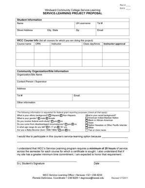 Project Proposal form - Windward Community College - windward hawaii
