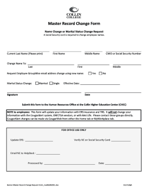 Master Record Change Form
