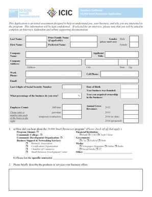 10,000 Small Businesses Application