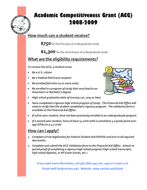 Academic Competitiveness Grant Validation Form