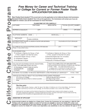 California Chafee Grant Application