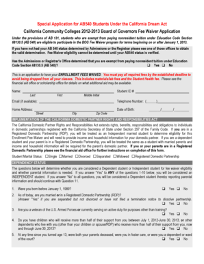 California AB540 Fee Waiver Application