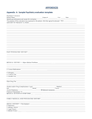 Psychiatry Evaluation Form