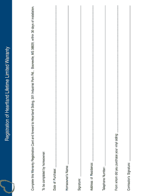 Heartland Lifetime Limited Warranty Registration