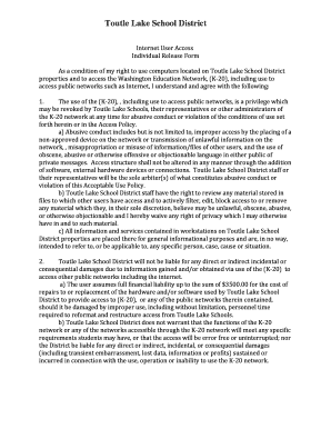 Internet User Access Release Form