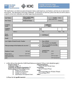 10,000 Small Businesses Application