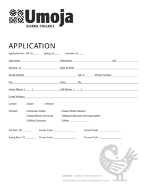 Sierra College Application Form
