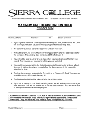 Maximum Unit Registration Hold Request Form