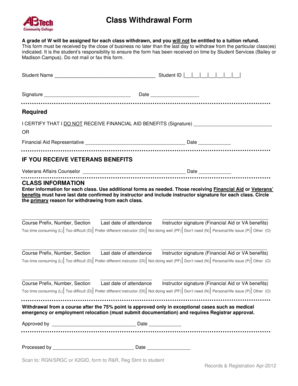 Class Withdrawal Form